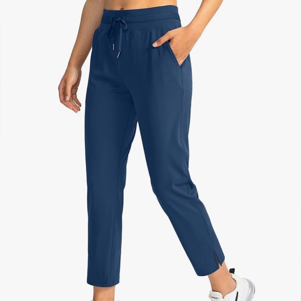 NWT Women's Navy Pants Pockets 7/8 Stretch High Waisted Sweatpants Athletic XXL
